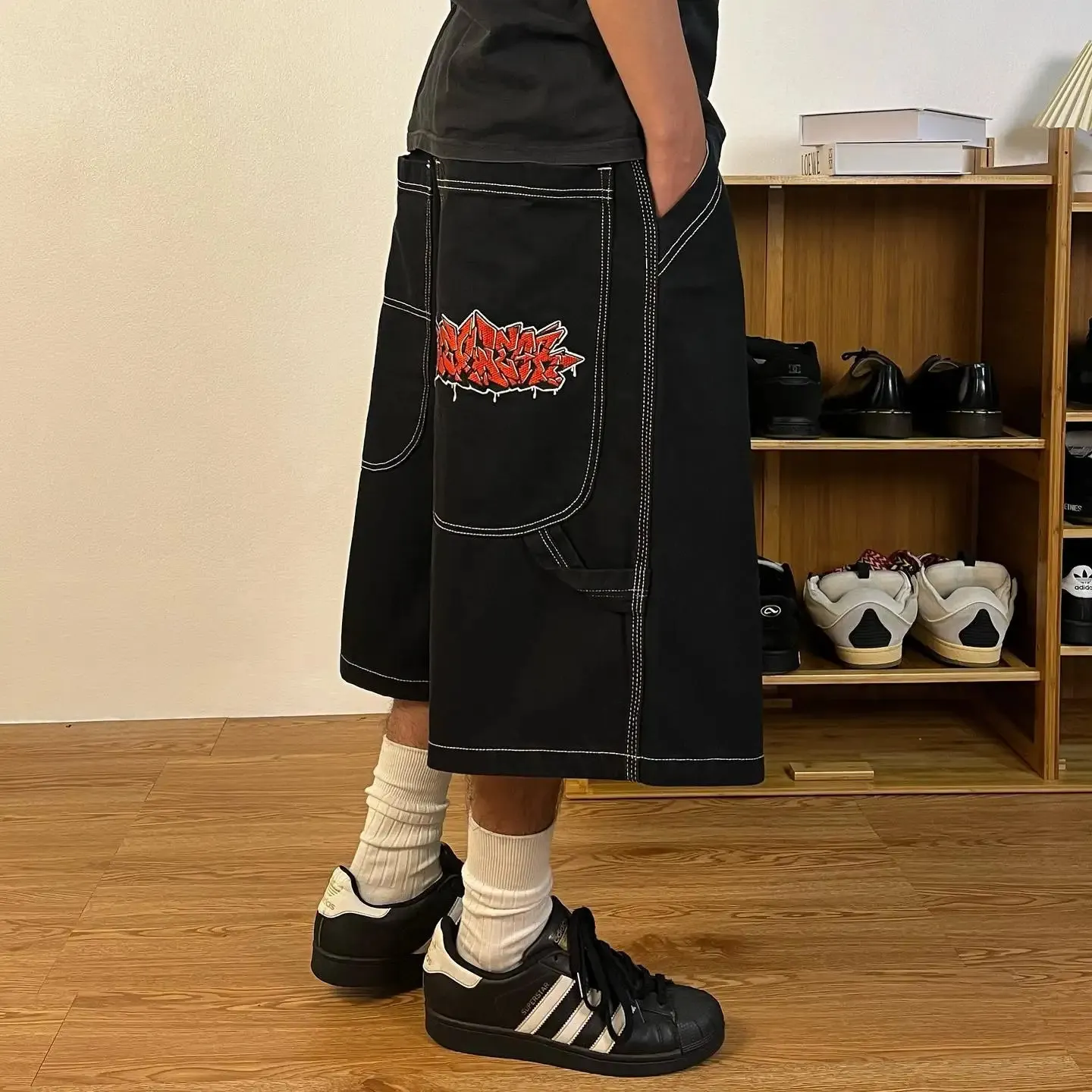 パンツ Y2K Slacks Baggy Shorts Black archive パンツ Y2K Slacks