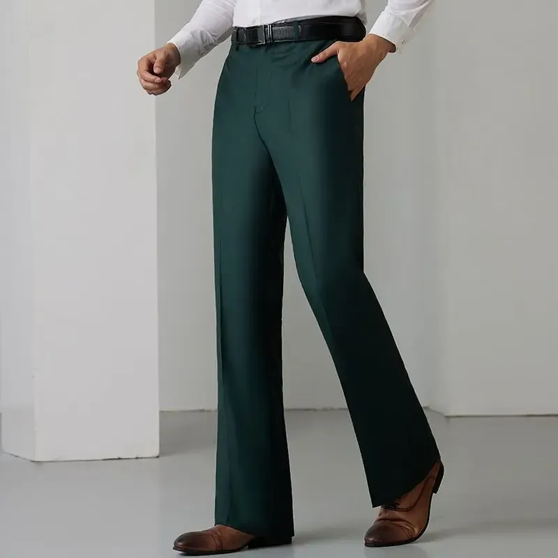 Vintage Skinny stretchable formal pants for Men - Slim Fit Suit Flares with Bell-Bottom, Solid Color Streetwear Trousers (2024)