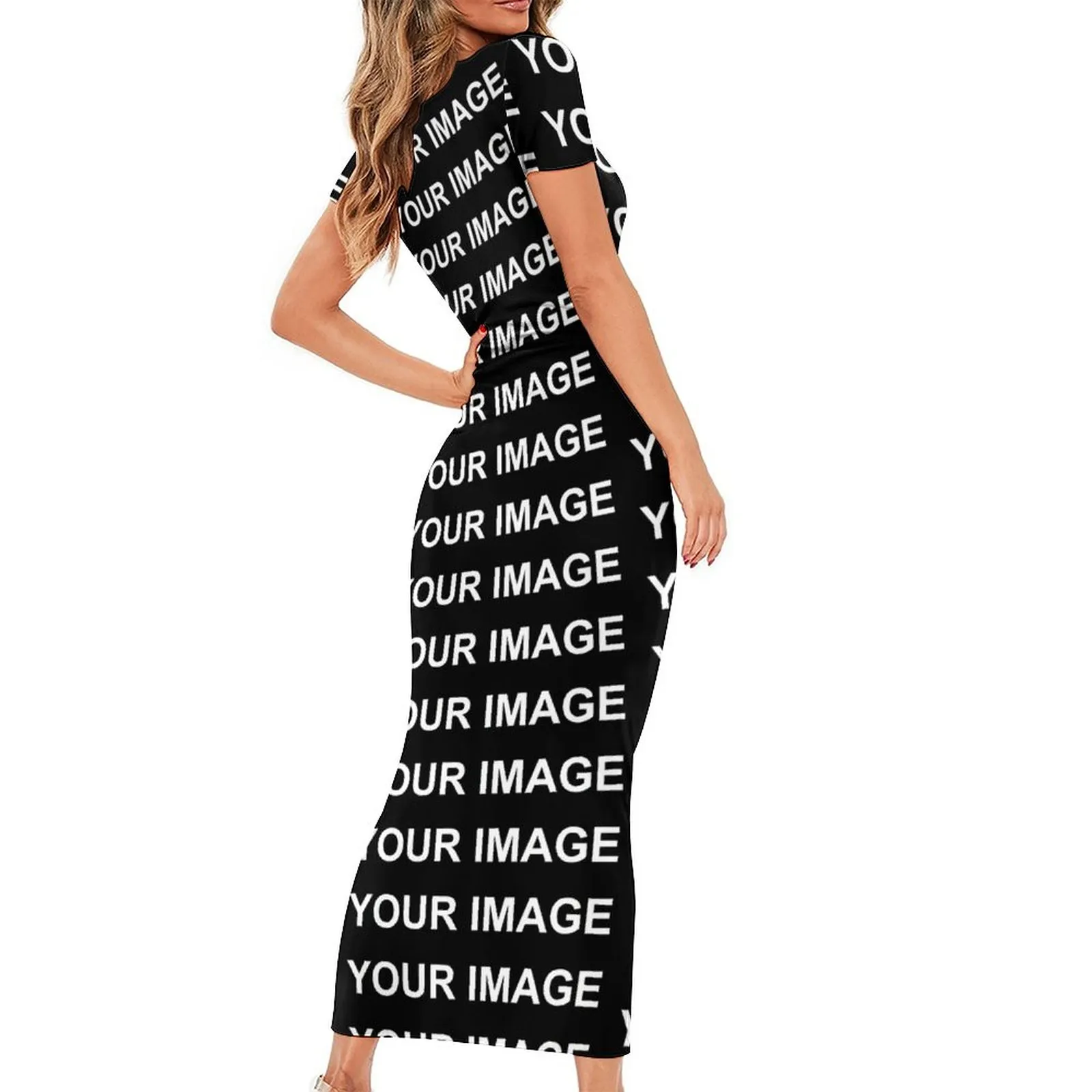 Customized Short Sleeve T Shirt Maxi Dress with Aesthetic and Sexy Bodycon Style - Custom Oversized Clothing