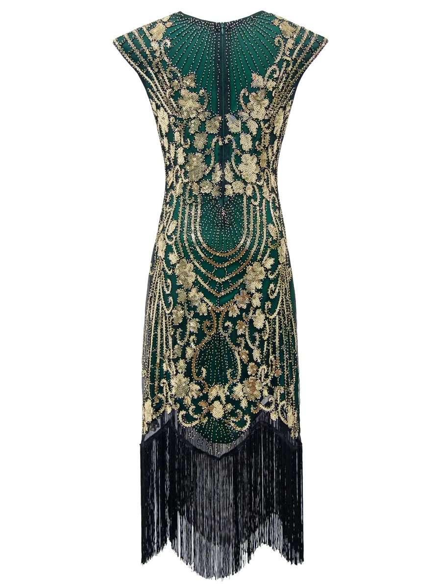 slim fit dress slacks BABEYOND Art Deco Flapper Dress, Plus Size Dresses, Black / Dark Gold