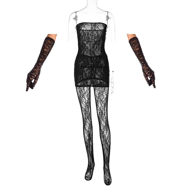 Women Mini Dress Set with Leggings and Gloves, See Through Black Red Lace,  Sleeveless Pullover, Above Knee Length, Slim Fit from Dhgate Basic & Casual  Dresses - price 18.97
