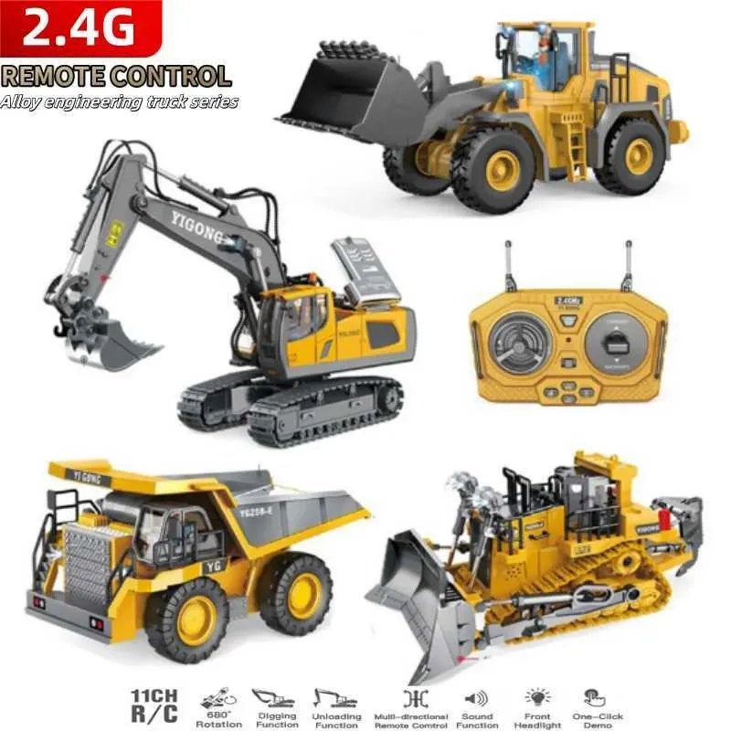 4GHz Remote Control Construction Vehicle Set - Excavator, Bulldozer ...