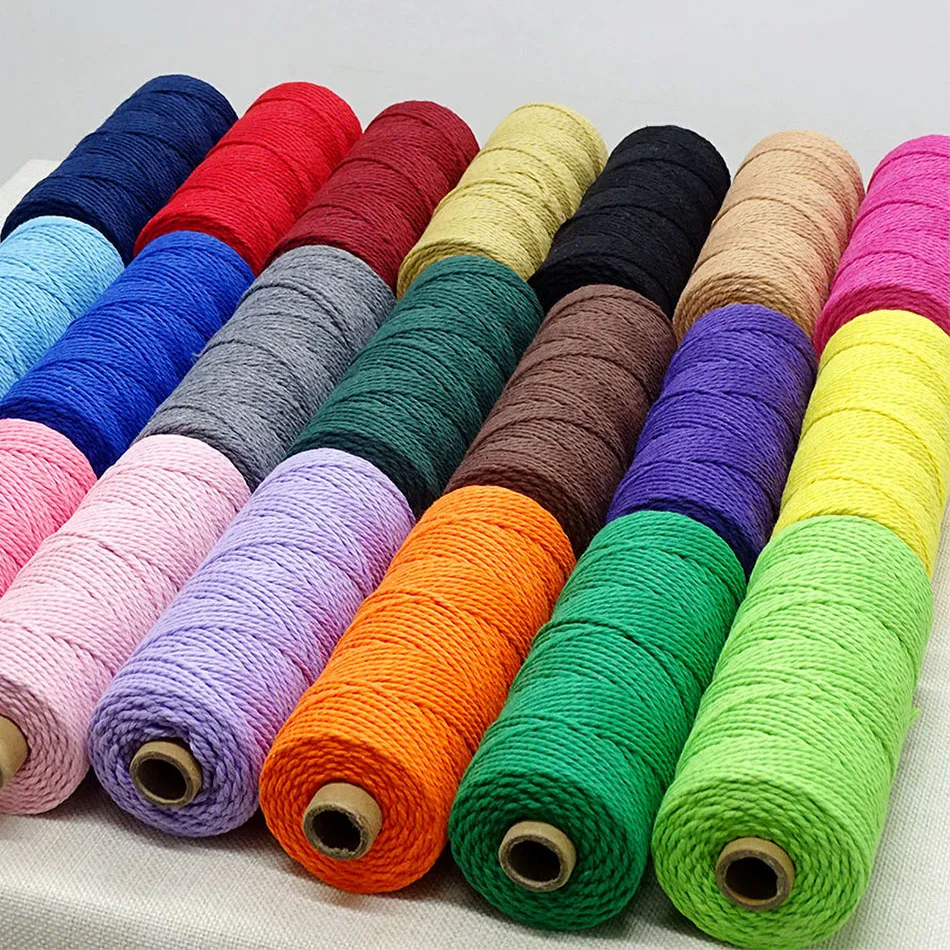 2mm 100M Macrame Cord Cotton Rope String, DIY Crafts Colored Thread ...