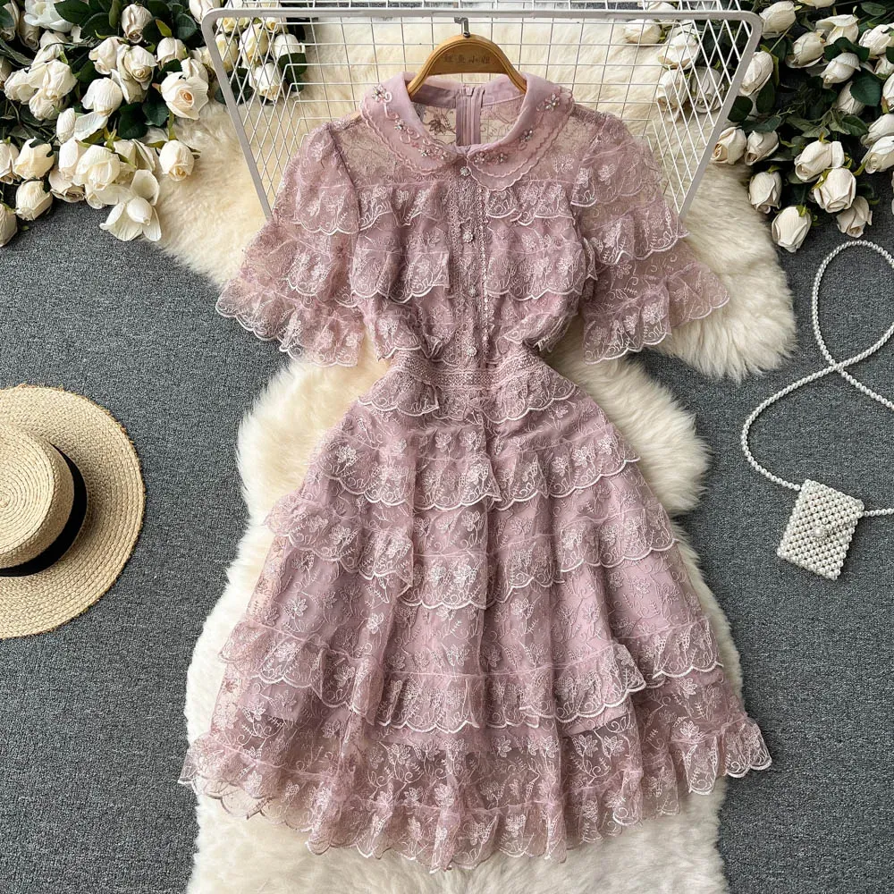 Pink Lace Embroidery Mini Dress for Women Summer Satin A-Line Dress with  Cap Sleeves and Natural Waistline Above Knee Length from Dhgate Basic &  Casual Dresses - price 40.21