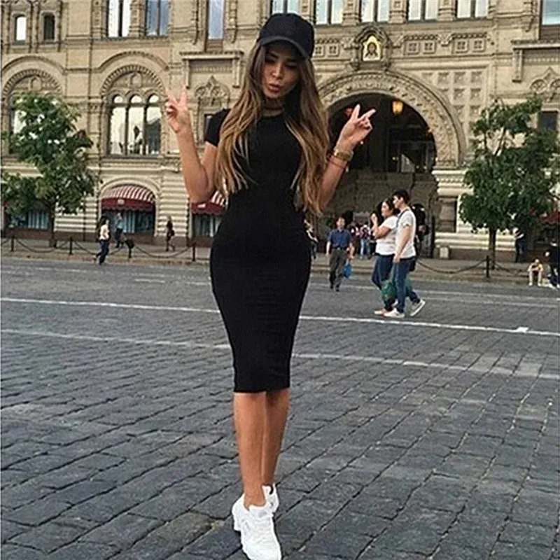 Shinny Knee-Length Bodycon Sheath Short Sleeve Dress with Short Sleeves for Women - Perfect for Summer Casual Wear (QT031)