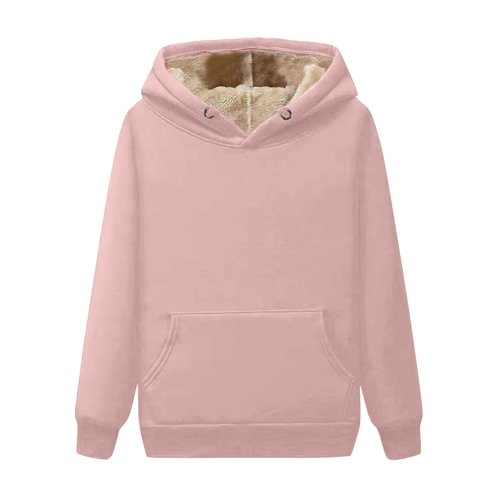 Womens Winter Velvet Sherpa Lined Hoodie Thick Fleece V Neck