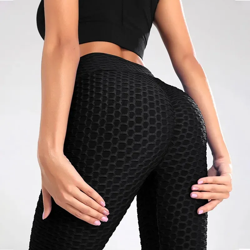Legging Sport Tik Tok Femme Oielai – Push Up Anti-cellulite Taille Haute – Noir L