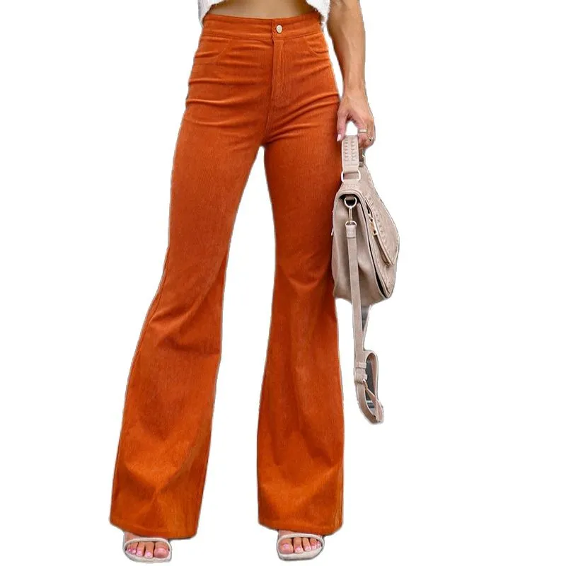 Corduroy Flare Pants: High-Waist, Slim Fit Trousers for Women Shop Now!  Autumn/Winter Colors
