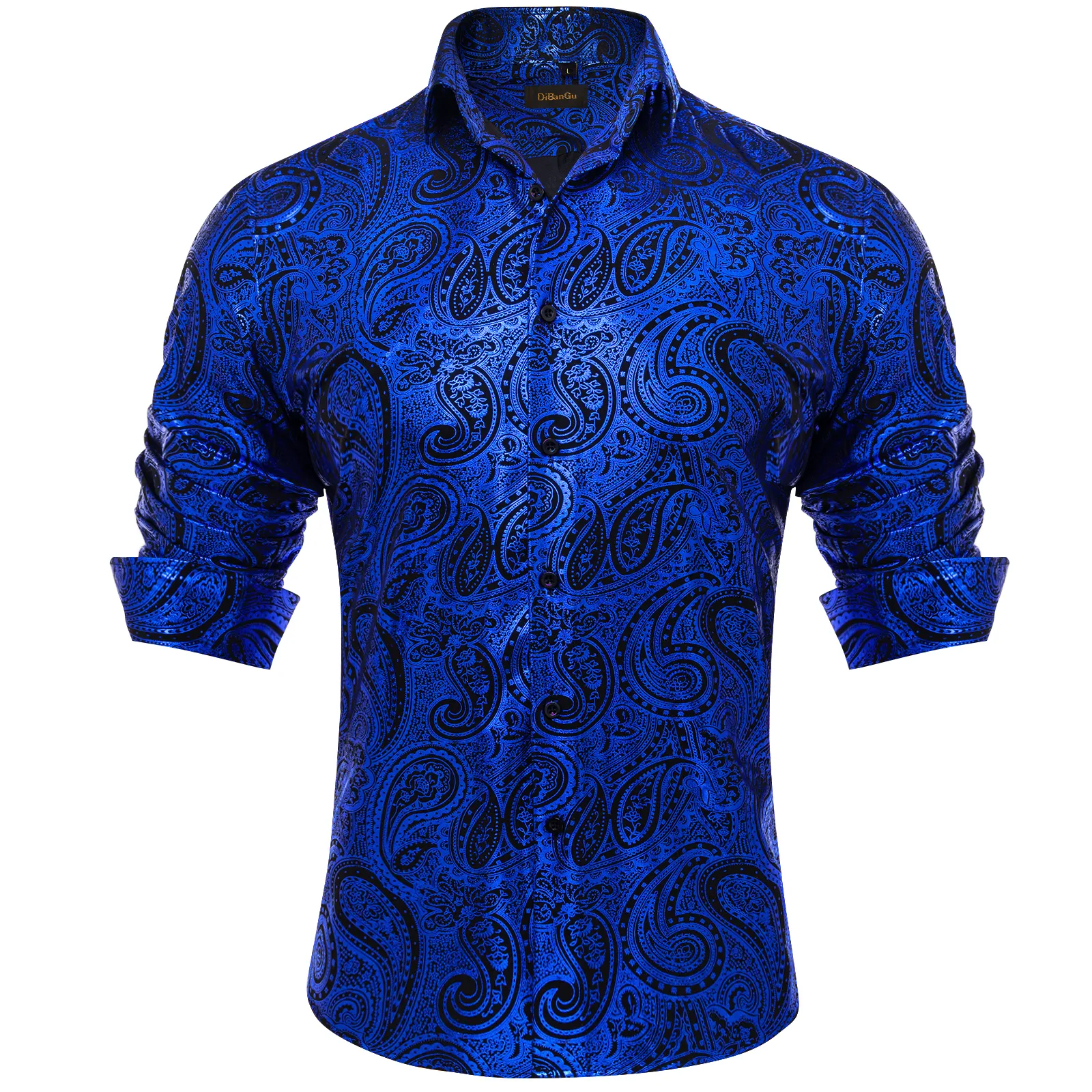 royal blue silk dress shirt Mens Blue Silk Shirt