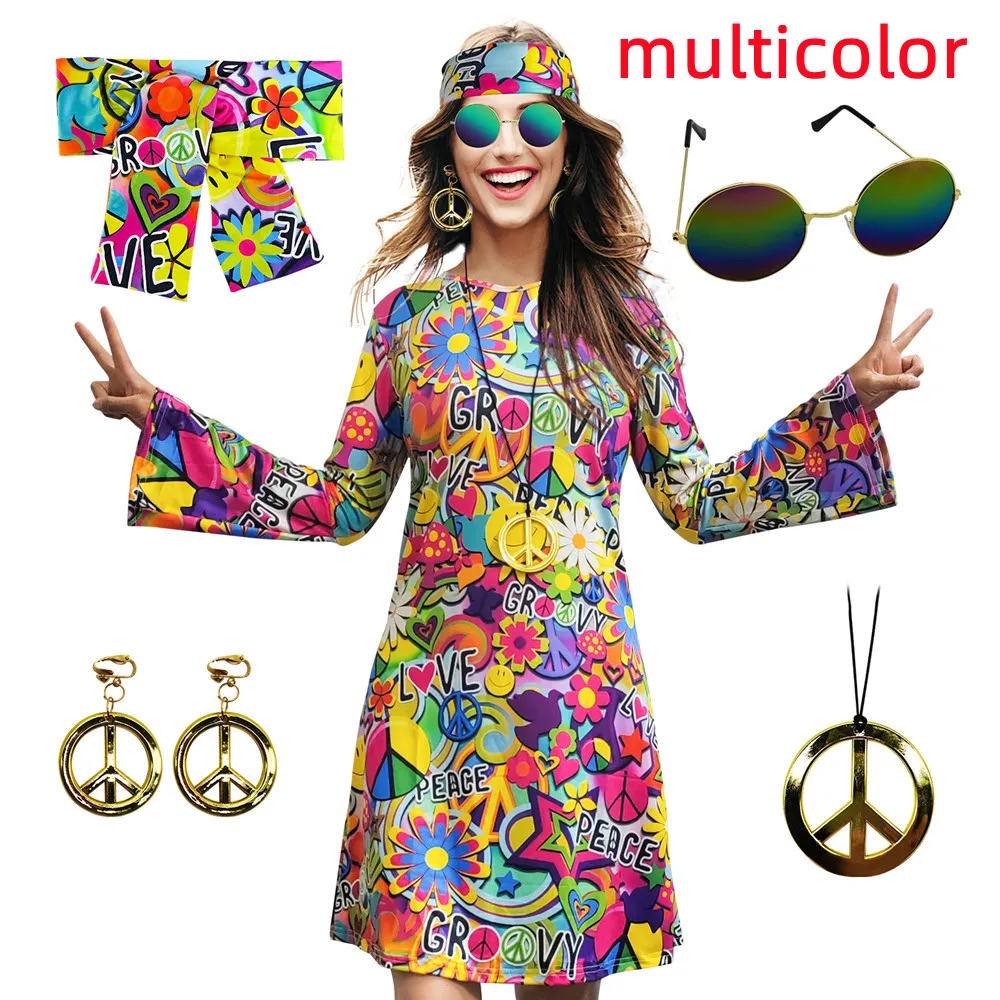 Womens 1960s Hippie Costume Set With Peace Sign... From Dh2958055, $12.15  In Bulk | DHgate.Com