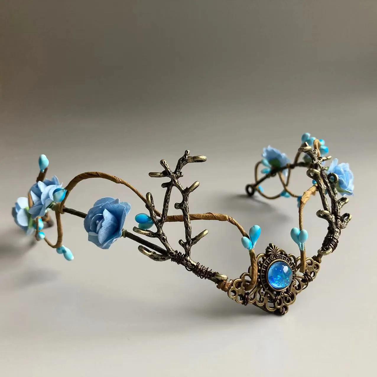 Fairy Elf Costume Accessories Set Woodland Ears Vines Headpiece Jewelry Forest fairy crown and ear cuffs DIY main image 2