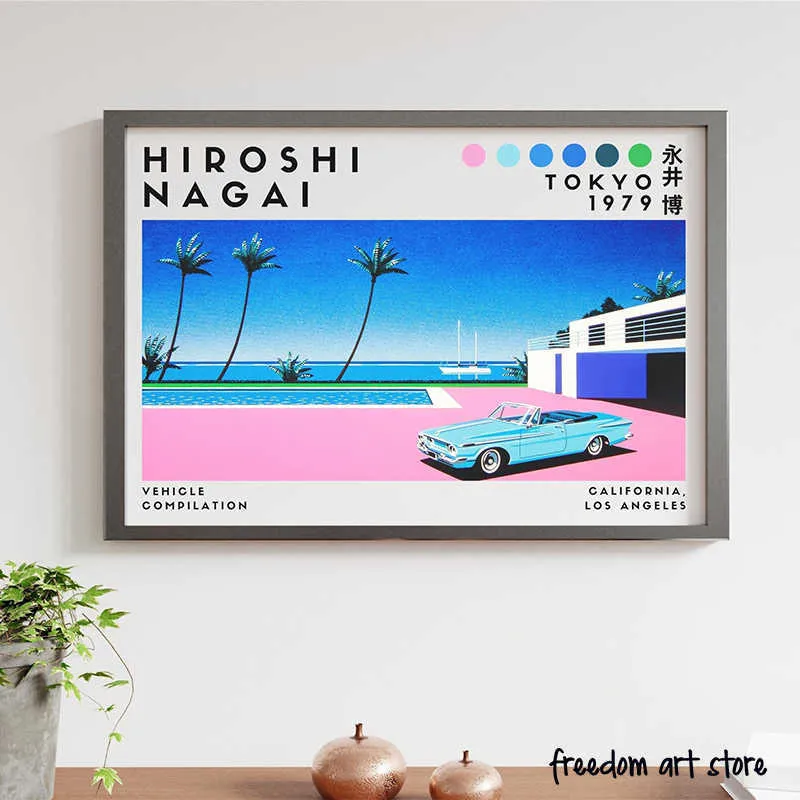 Vintage Japanese 80s Hiroshi Nagai Illustrations Vaporwave Beach