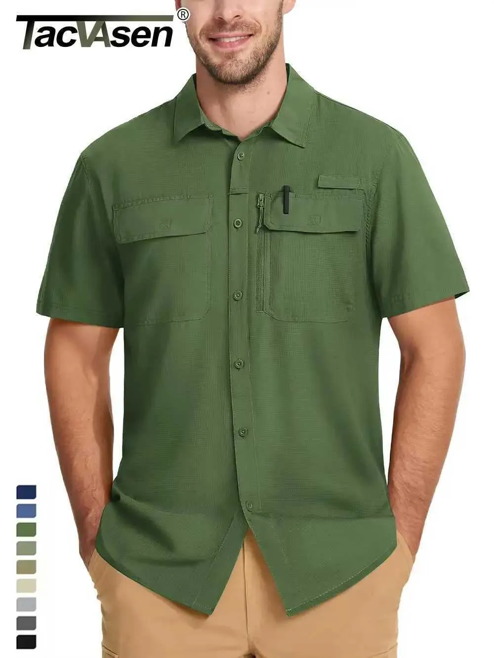 Save Big on Bulk Fishing Shirt Upf 50 TACVASEN Short Sleeved Fishing Shirt  Mens UPF 50+Sunscreen Cargo Work Shirt Mesh Breathable Fast Drying Hiking 