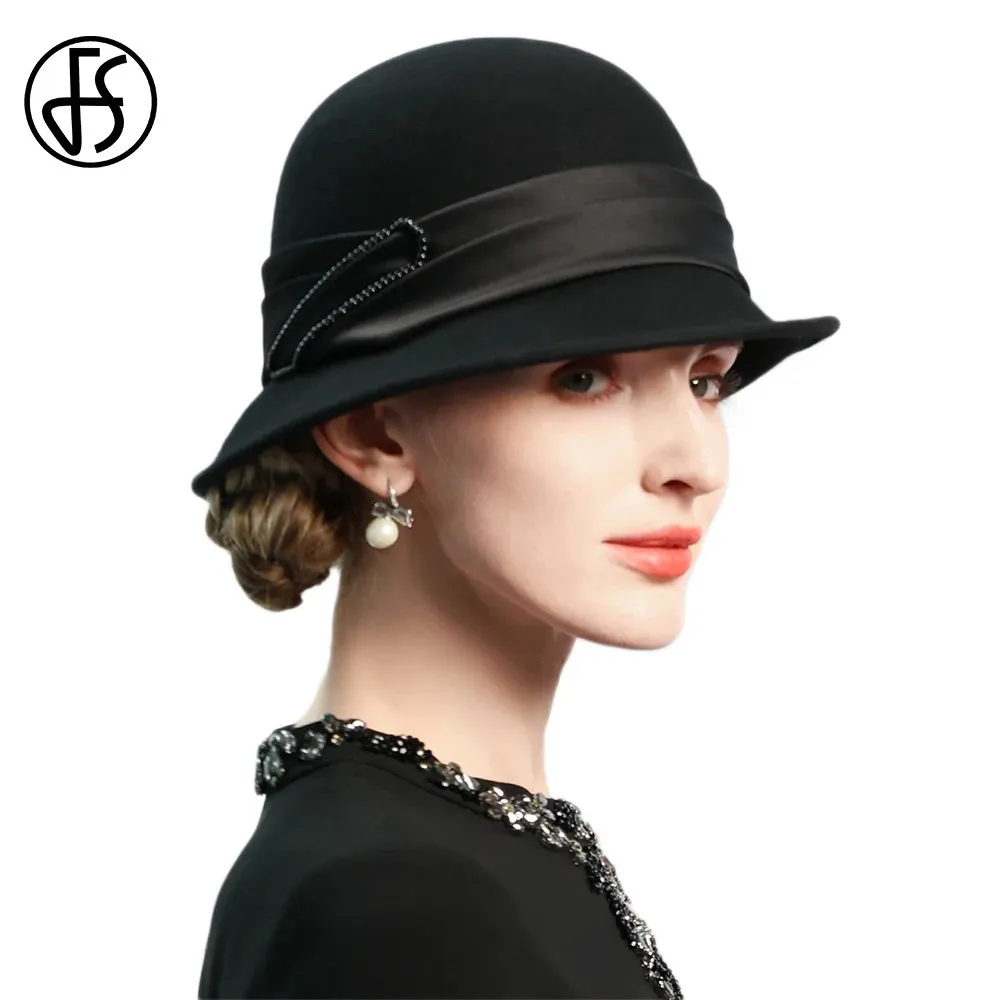 Save Big on Bulk Ladies Black Wool Hats Ladies Bowler Hats: Elegant Black  Wool Top Hat With Faux Pearls, Fashionable British Style Dress Hats For