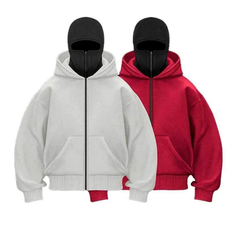 Mens Gothic Harajuku Double Fleece Hoodie Hat Loose And Mens Gothic Harajuku Double Fleece Hoodie Hat Loose And
