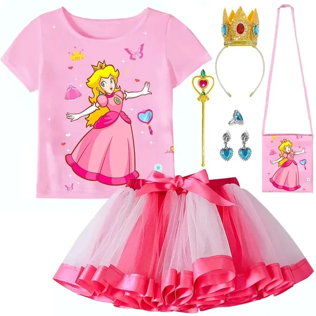 open lace back dress Girls Enchanting Peach Inspired Costume Gown – Mia Belle Girls main image 0