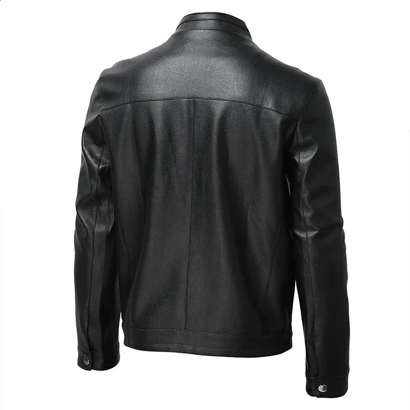 Mens Leather Bike Leather Jackets Windproof Stand Collar Mens Leather Bike Leather Jackets Windproof Stand Collar