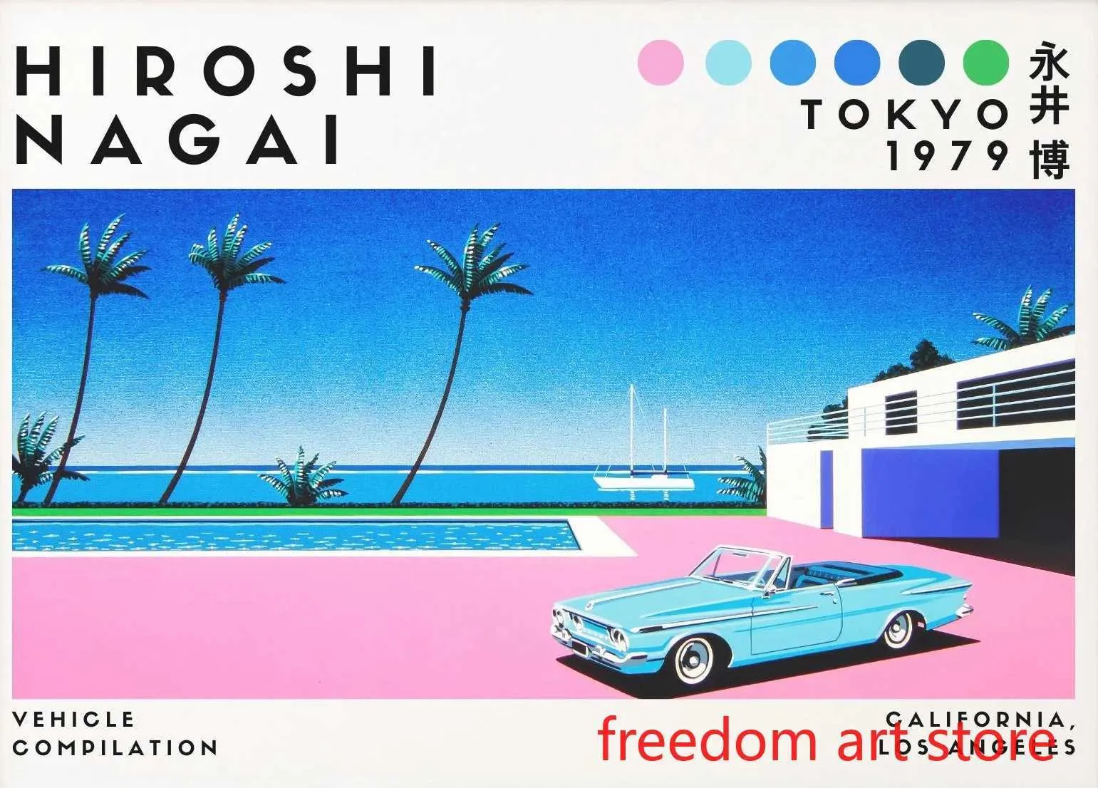 Vintage Japanese 80s Hiroshi Nagai Illustrations Vaporwave Beach