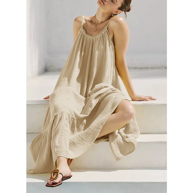 2024 Trendy Muslin Cotton Convertible maxi dress for Women - Sleeveless, Ruched, and Chic Summer Sundress 2024 Trendy Muslin Cotton Convertible maxi dress for Women - Sleeveless, Ruched, and Chic Summer Sundress