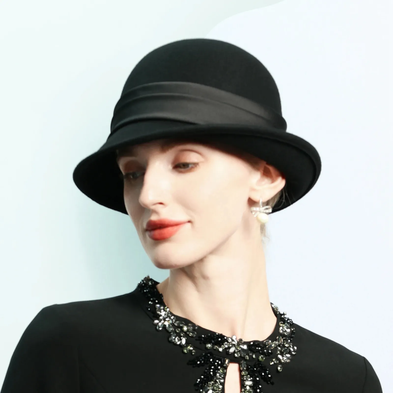 FS Elegant Black Wool Millinery Top Hats For Women ... From 