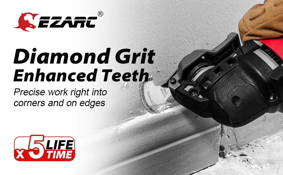 EZARC Diamond Oscillating Blades 3-Pack - Multi Tool Blades For Grout & Mortar Cutting