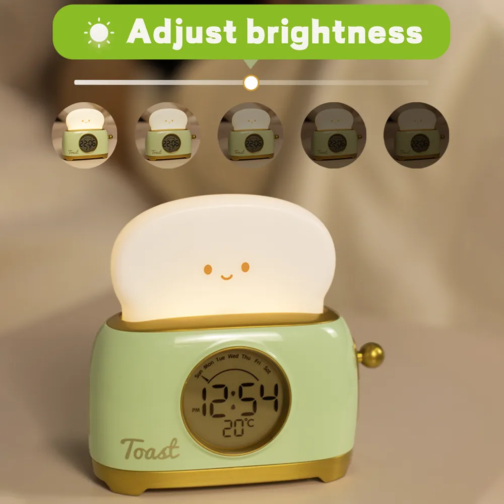Réveil Enfant Avec Veilleuse Et Thermomètre – Affichage LED, Minuterie De Sommeil – Design Mignon Pour Chambre, Autonomie 30h - 6