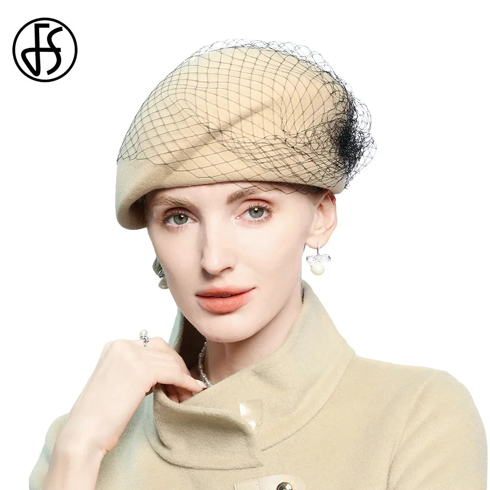 Womens Fedoras Light Camel Wool Felt Top Hat With... From 
