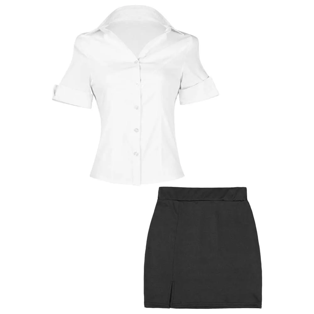 Womens Office Secretary Cosplay Dress Costume Uniform Temptation Short  Sleeve Cotton Broadcloth from Dhgate Sexy Costumes