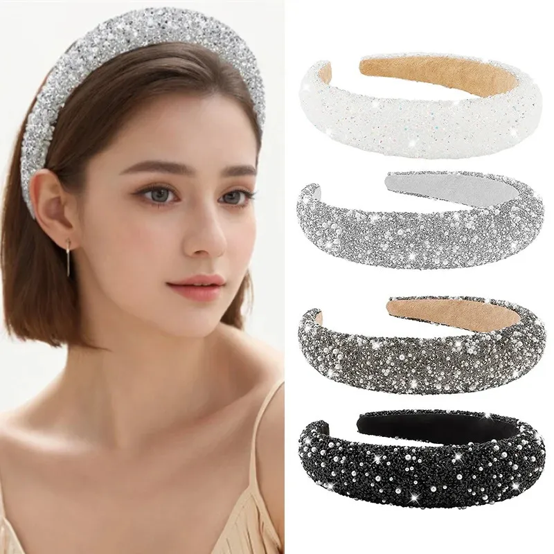 Save Big on Bulk Pearl Beaded Headbands Jeweled Headbands Elegant Beaded  Hair Band With Crystals Pearls, Wide Cross Design, Sparkly Hair Accessory 