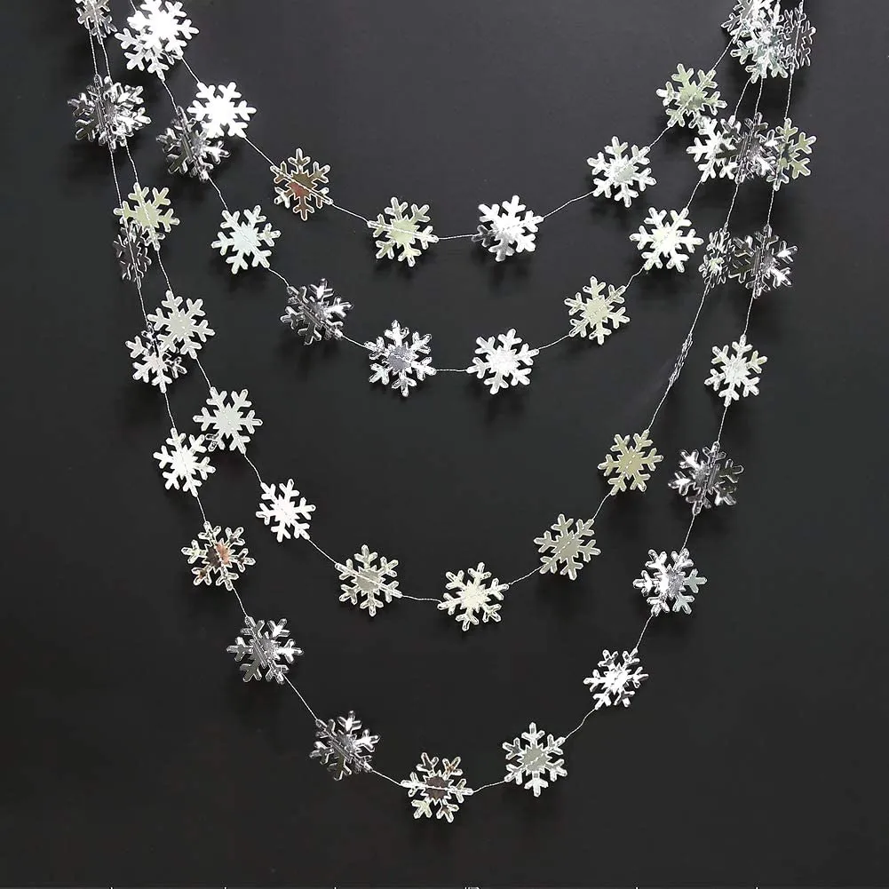 2-Pack Silver Glitter Snowflake Banner - Winter Wonderland Party Decor For Christmas, New Years, Birthdays & Baby Showers - View #2