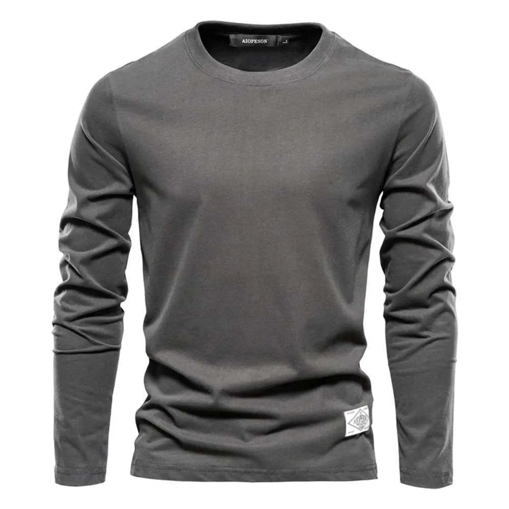 Wholesale Mens Long Sleeve T Shirt 100% Cotton, Casual Solid Color