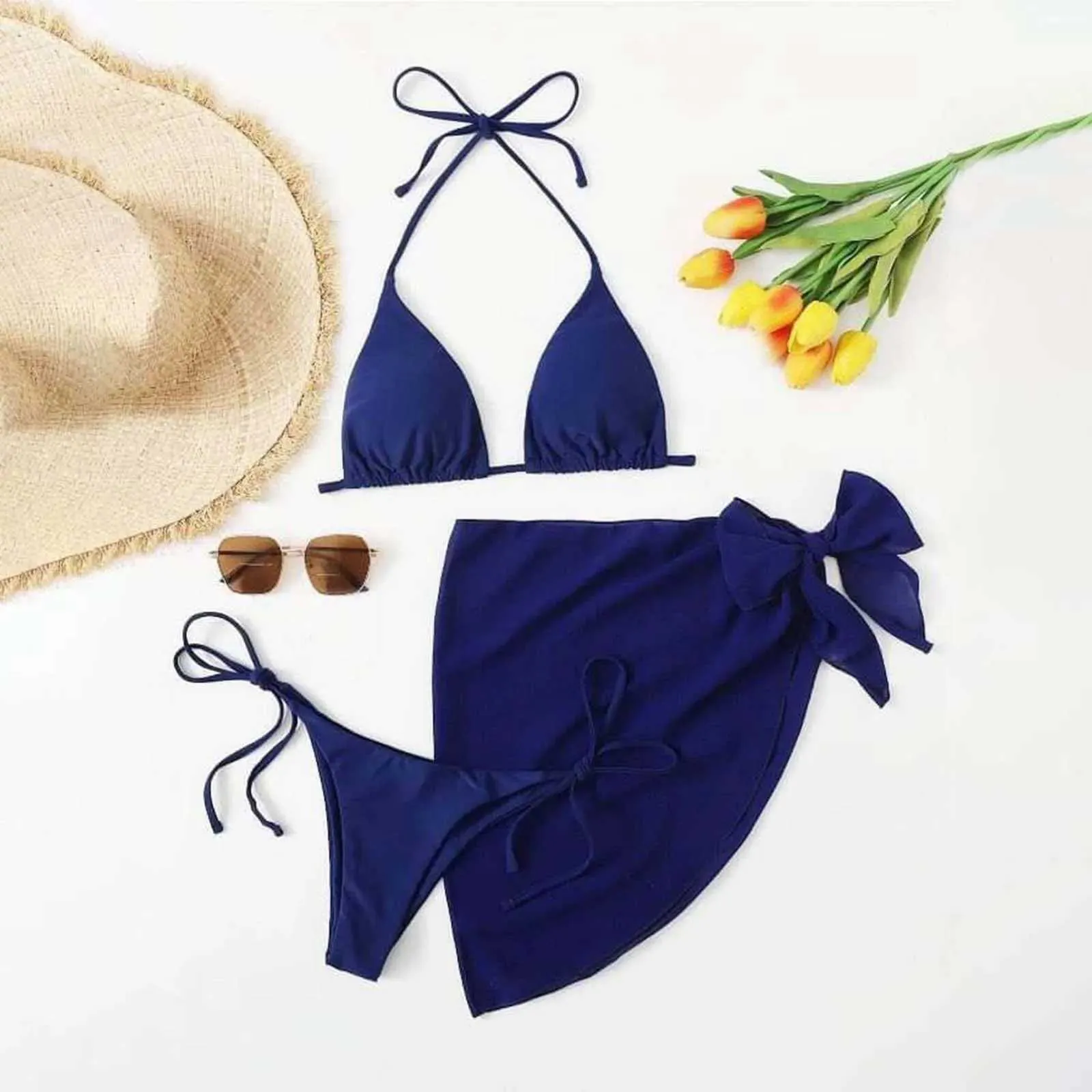 WomenS Solid Halter Backless Bikini Set Triangle... From Keshanue1, $4. ...
