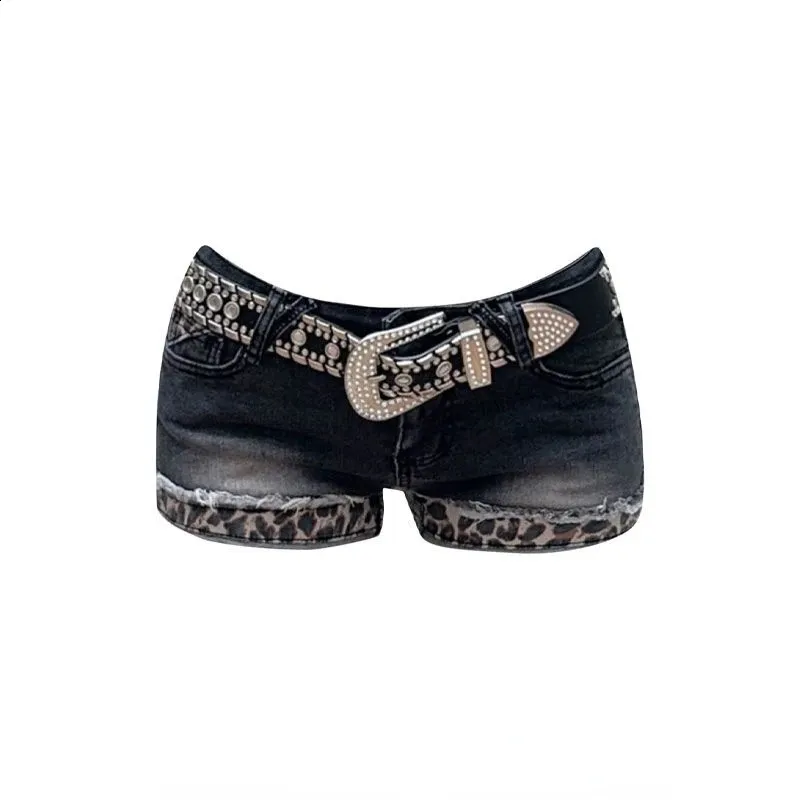 Y2K Leopard Print Denim Shorts, Skinny Fit Retro Style | DHgate