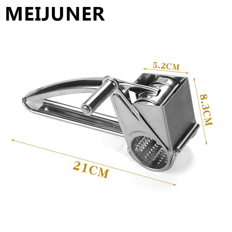 Stainless Steel Hand-Cranked Rotary Cheese Grater & Ginger Shredder – Silver