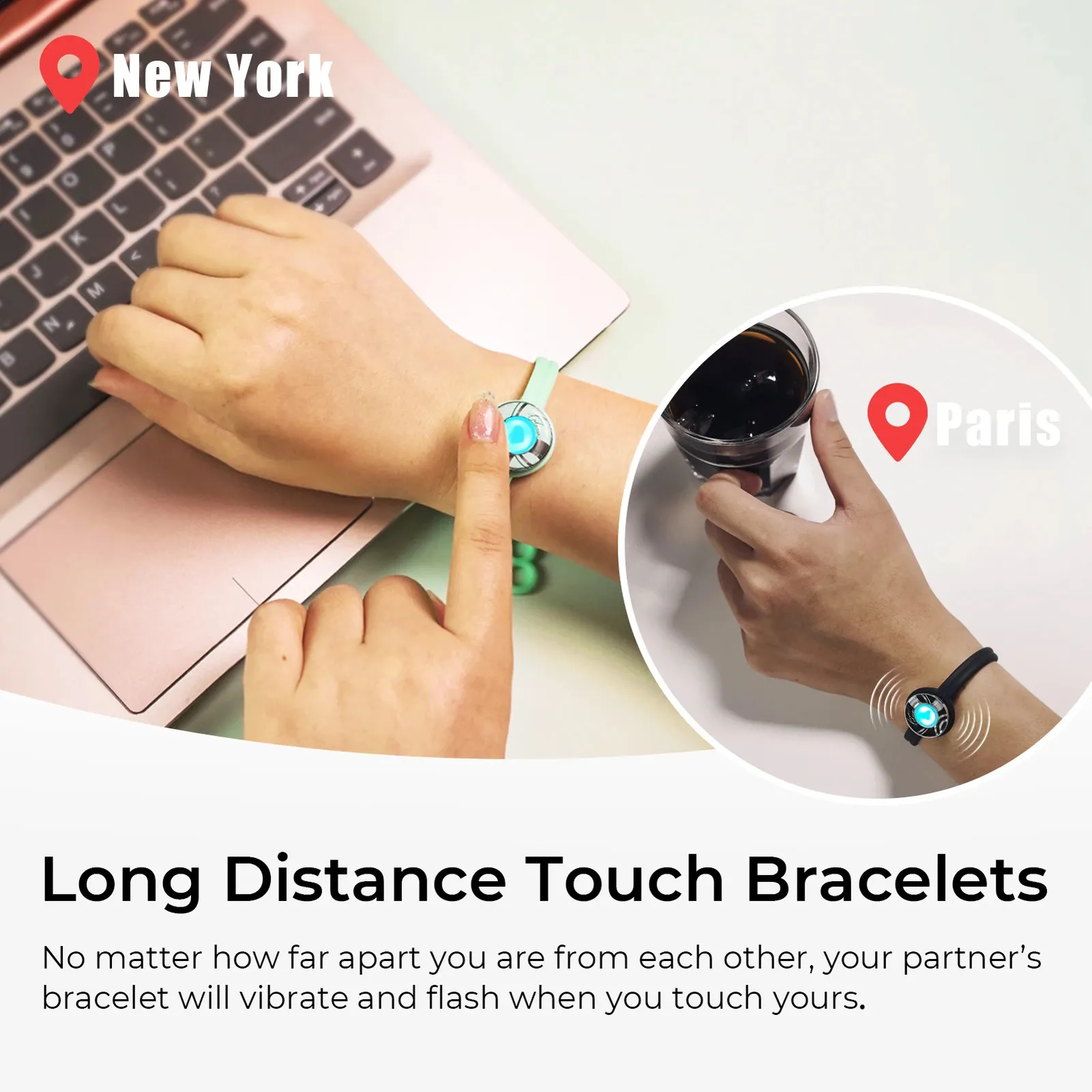 Long Distance Touch Silicone Bracelet with Colorful Band and Vibration  Light for Couples from Dhgate Jelly - price 131.76