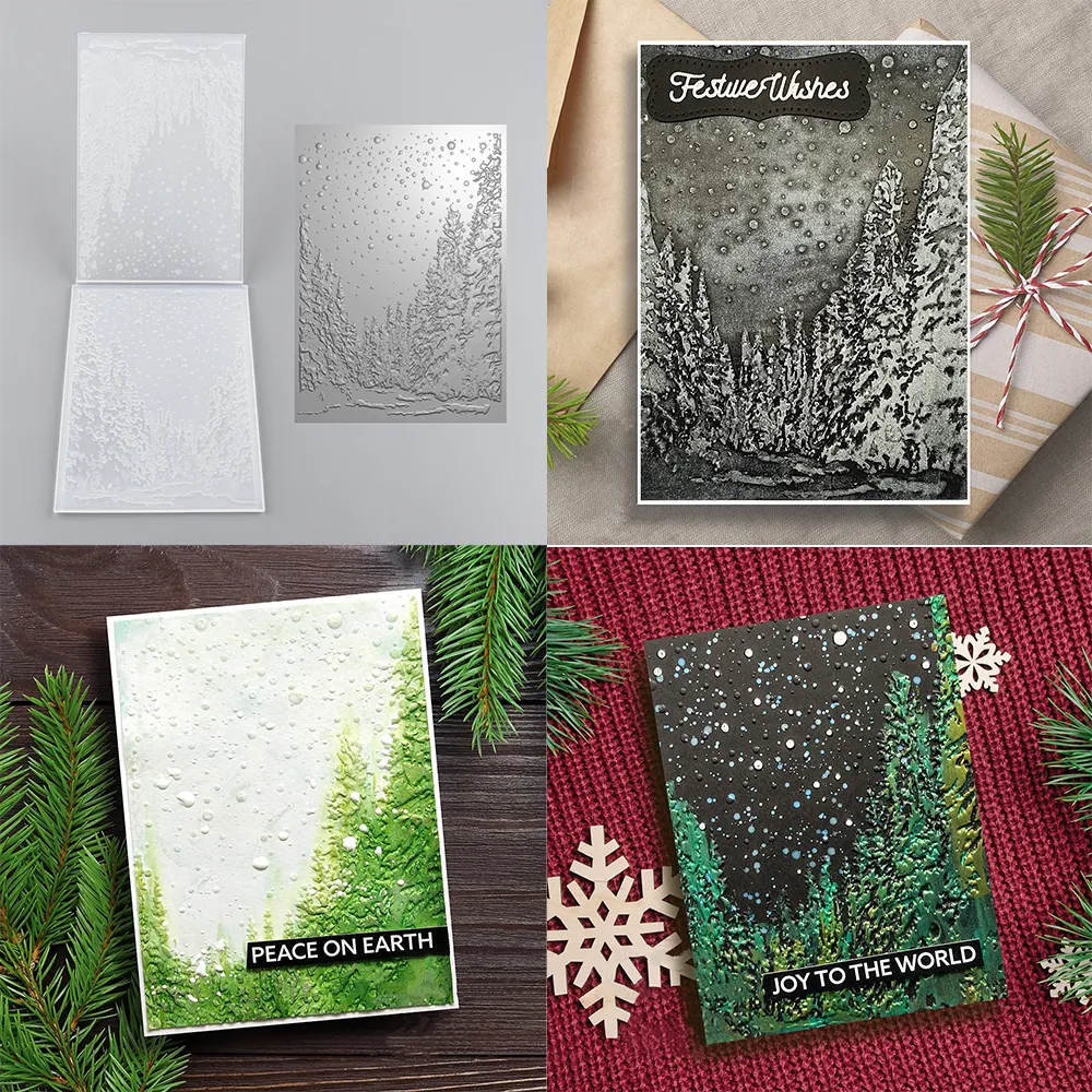 Snowy Forest 3D Embossing Folder - Premium Quality Texture for Card ...