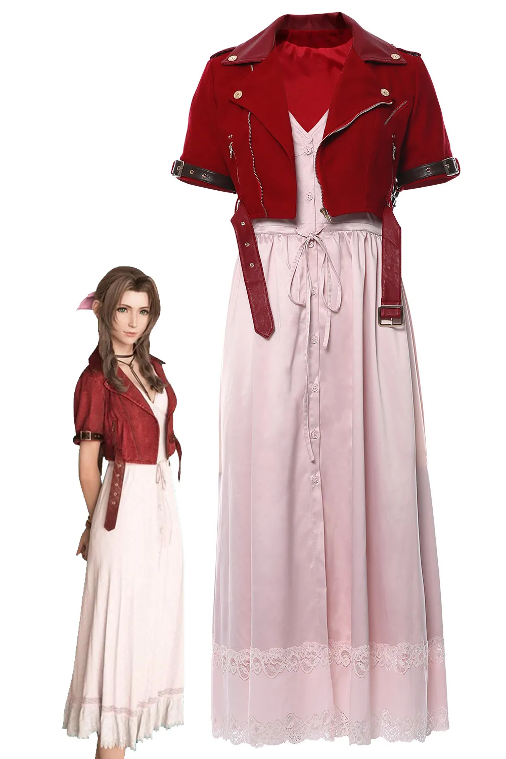 open lace back dress Amazon.com: Women Aerith Gainsborough Cosplay Costume Halloween Red Jacket  Dress Full Set : Clothing, Shoes & Jewelry
