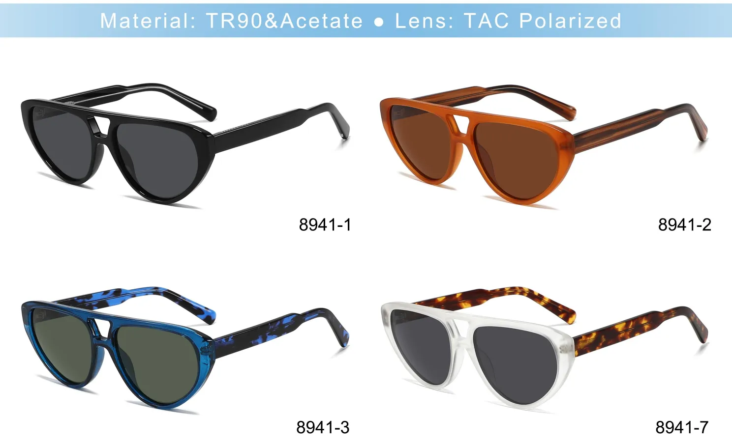 Polarized Cat Eye Sunglasses with Acetate Plank PC Frame for  display picture 1
