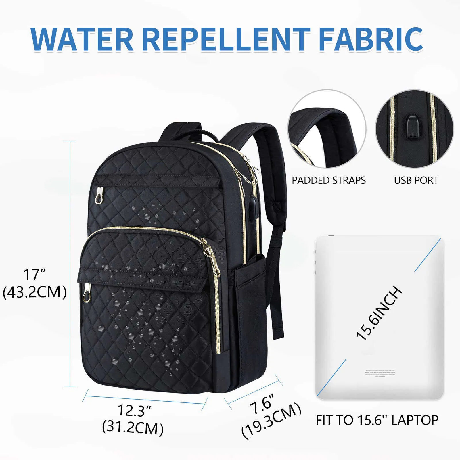 Women S Computer Laptop Backpack Business Commuting Large Capacity Student Schoolbag Outdoor Back Pack 241224_voghion.com