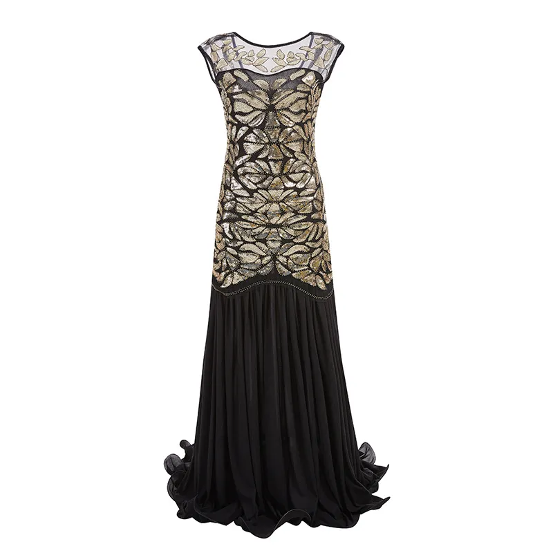 chinese dress ladies Women 1920s Great Gatsby Dress Long 20s Flapper Dress Vintage O Neck S