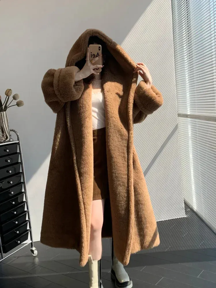 Casual Loose Teddy Bear Coat Apogeo Camel Non Woven Fabric | DHgate