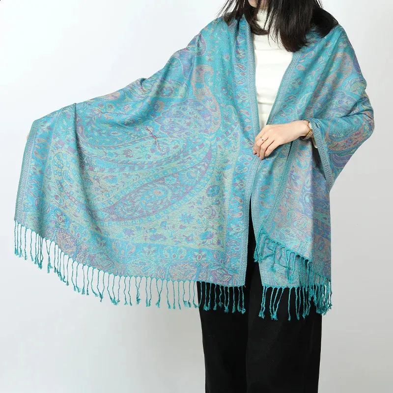 Paisley Pashmina Scarf For Women Silky Jacquard, Ethnic Style
