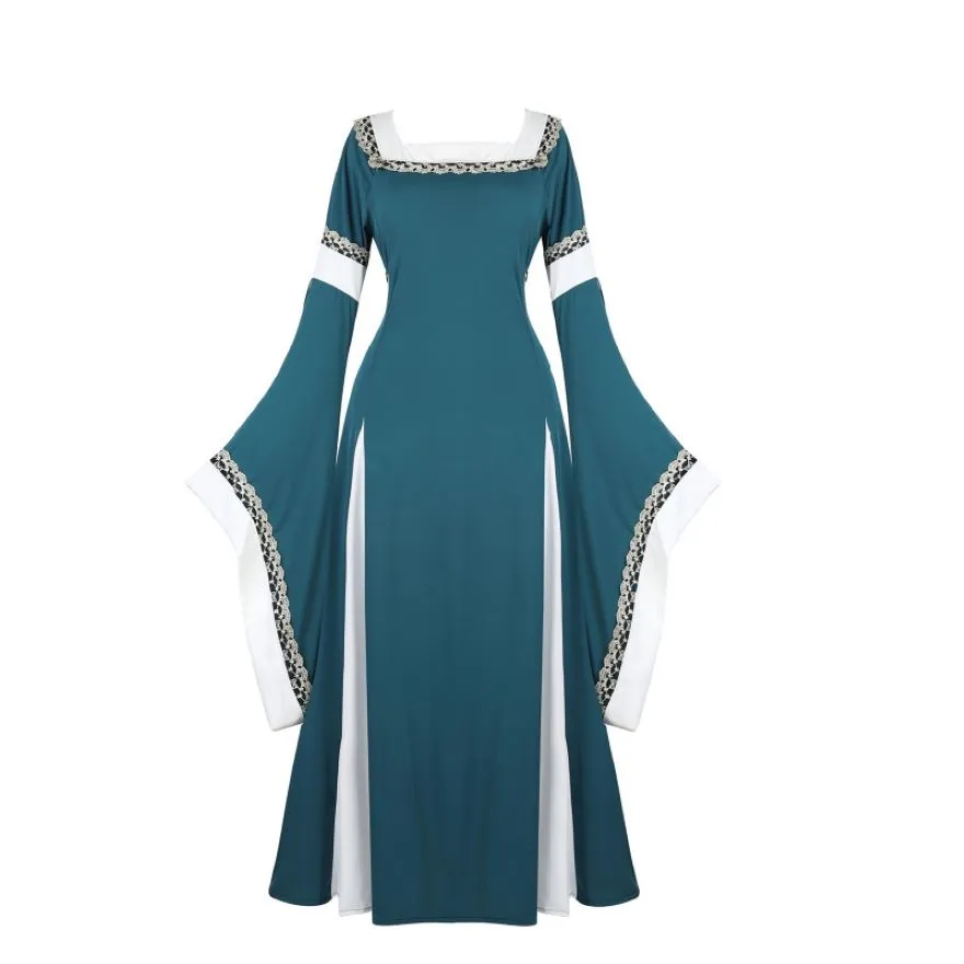 Robe Médiévale Femme Style Gothique - Manches Trompette, Corset Intégré, Longueur Maxi Pour Cosplay Et Fêtes - 8