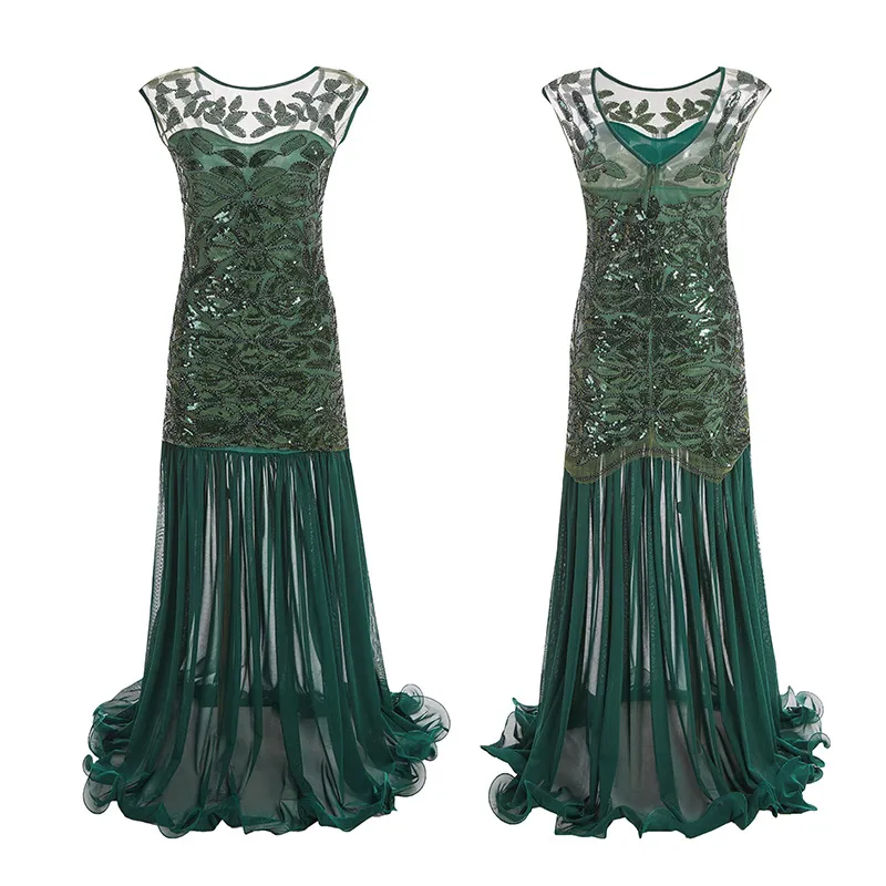 Vintage 1920s Flapper Beaded Sequins Maxi Sheer Dress for Women Floor-Length  Sleeveless Party Dress from Dhgate Basic & Casual Dresses - price 39.98