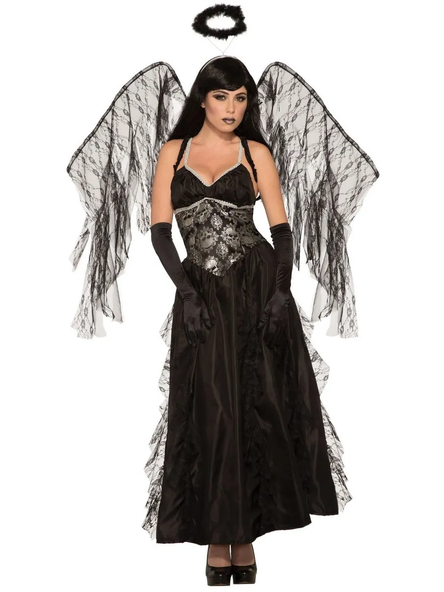 Set De Disfraz De Diablo Y ángel Caído – 5 Piezas: Alas 65 Cm, Cuernos, Halo, Pegatinas De Lágrimas, Rojo Y Negro, Para Halloween Y Fiestas
