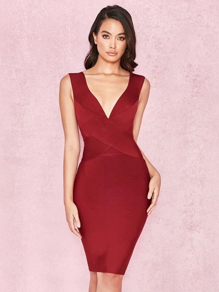slim fit dress slacks Sexy Tight Side Slit Bodycon Red Evening Dress Prom Dress main image 0