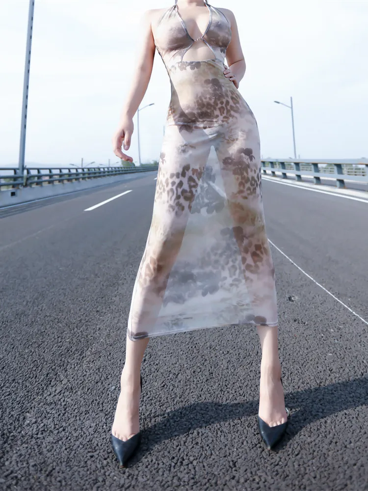 knee length dresses for ladies Clearly Sheer Mesh Bodycon Coverup Mini Dress main image 0