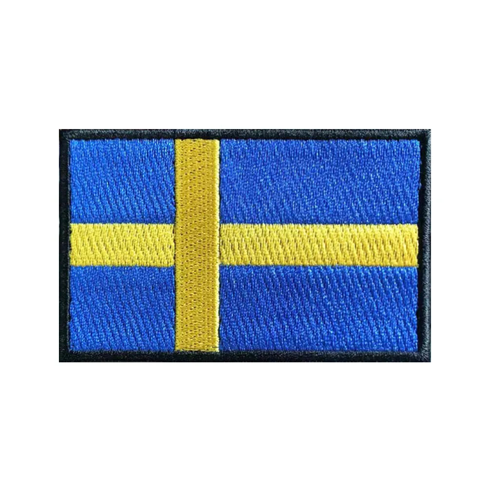 Sweden Flag Patch Embroidered Iron-on: Swedish National Emblem, Veteran Made | Durable Stitching, Patriotic Badge | 3x2 Inches - UK