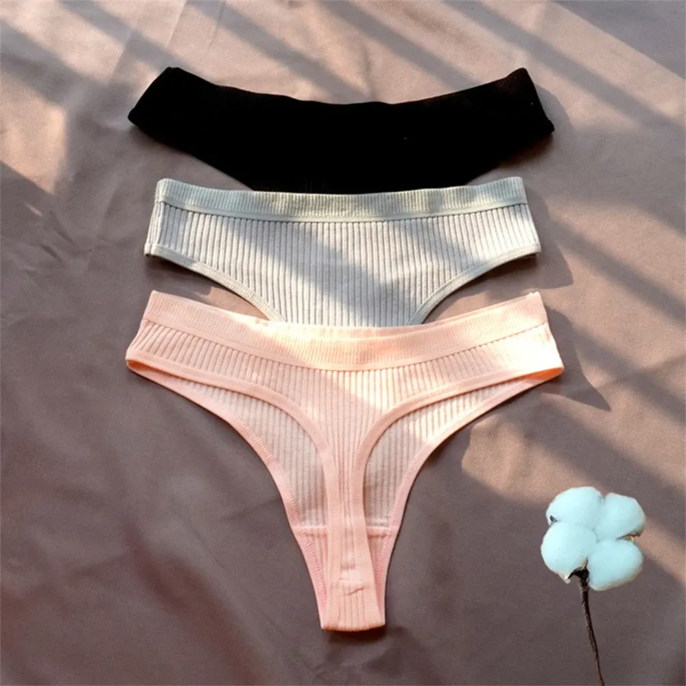 Women's Low Waist Cotton Thong Underwear