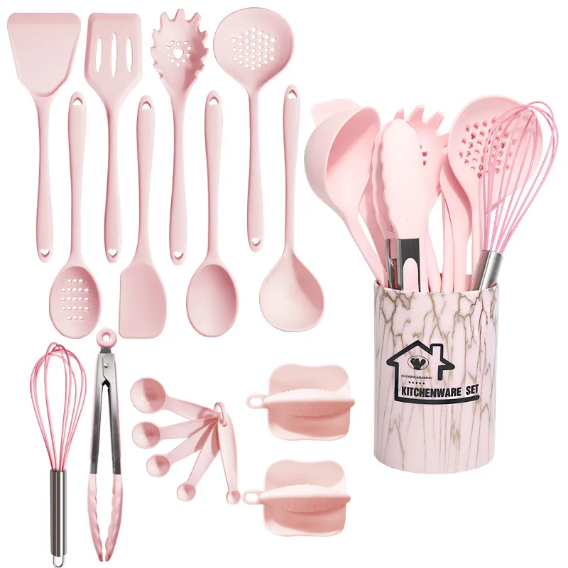 Pink Silicone Kitchen Utensils Set   Food... 